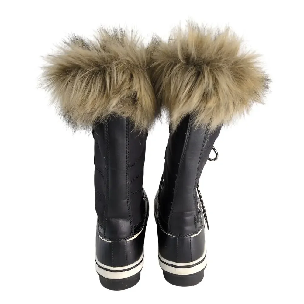 Globalwin Women's 8 Faux Fur‎ Trimmed Insulated Quilted Winter Snow Boots Black